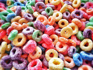 No surprise here: Froot Loops contain plenty of artificial colors.