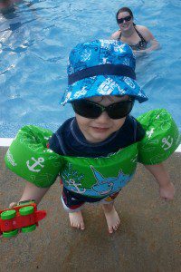Yet another reason Remy loves to visit his great-grandparents: a private pool! Swimming and cookies win this little guy's heart!