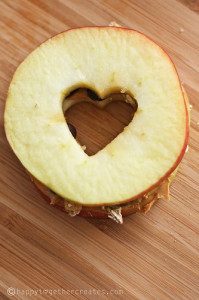 Apple nut butter raisin sandwich made with love