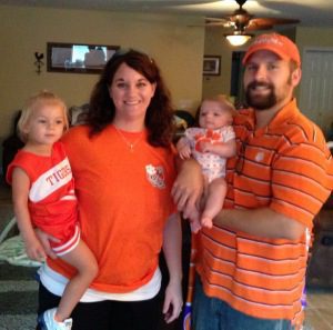 My friends, the Templins of Prosperity, decked out in their Clemson gear.